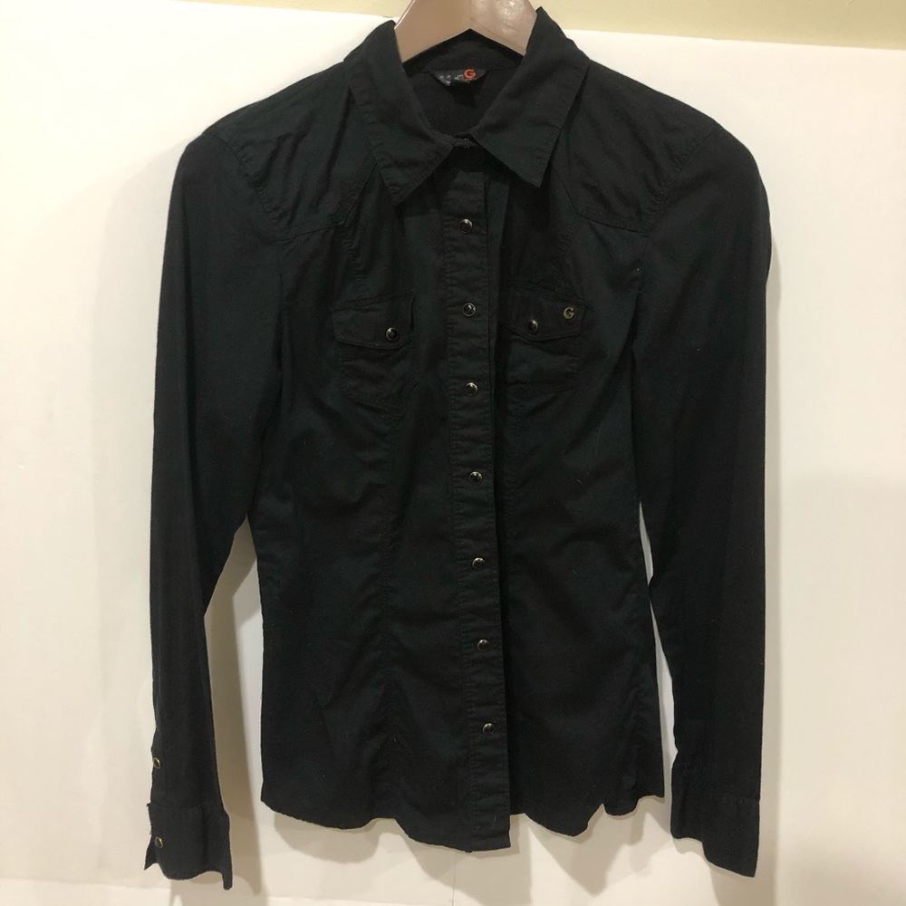 Black Guess snap buttonup Shirt for women